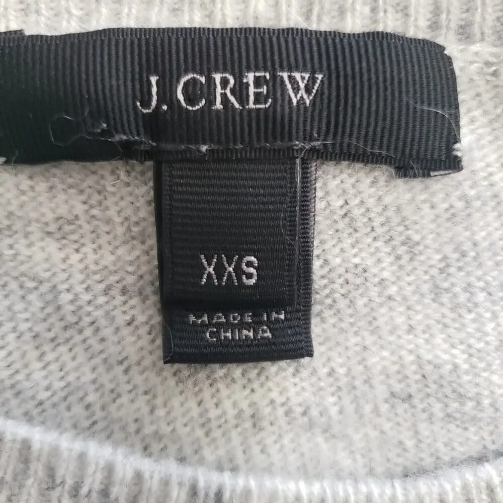 J. Crew Wool‎ Rabbit Hair Blend Gray and Black Scoopneck Knit Sweater XXS